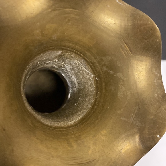 Brass Round Upright Vase Floral Etching’s India Table Top 10”H - Picture 8 of 12